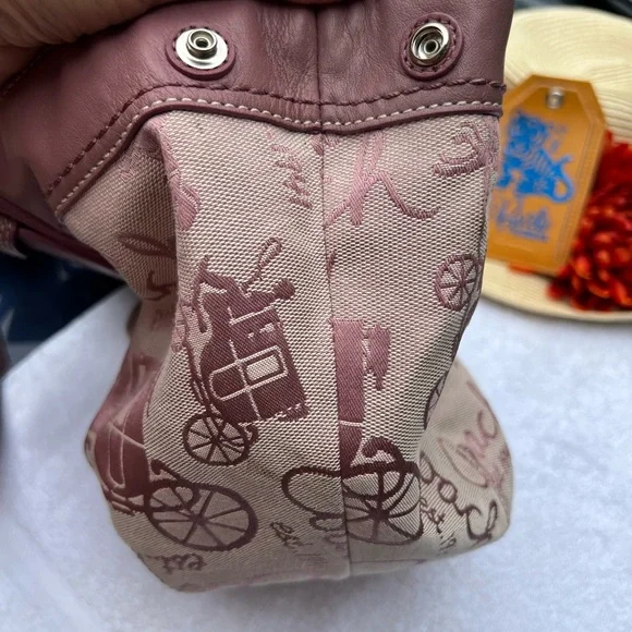 Coach Signature All Over Carriage Leather Satchel -Light Purple Y2K - Picture 8 of 13